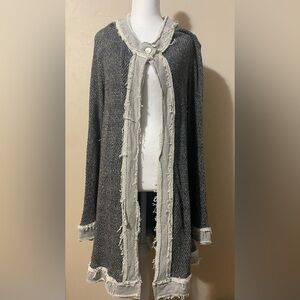 Trouble At The Mill Women's XL Charcoal Long Open Front Cardigan Sweater